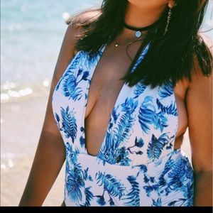 Floral one piece bathing suit
